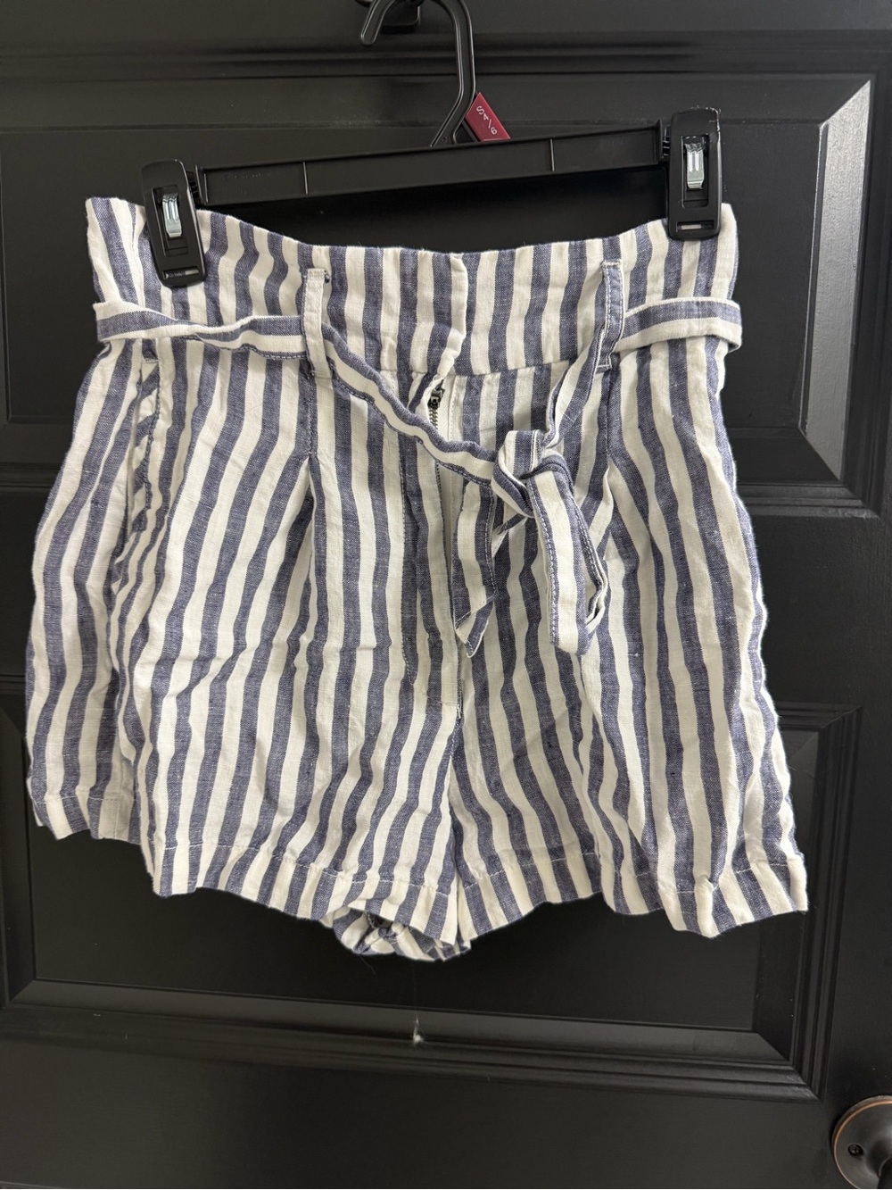 Cynthia Rowley Linen Striped Paperbag Waist Shorts Size 0